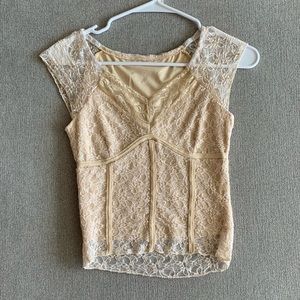 Beige Lace Crop Top